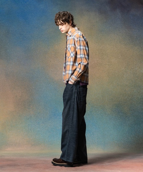 glamb(グラム)の「Short Check Shirt / ショートチェックシャツ(シャツ/ブラウス・メンズ・ブルー/レッド/オレンジ・S/M/L)」の4枚目の写真