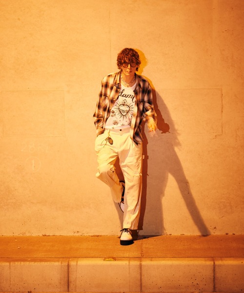 glamb(グラム)の「Short Check Shirt / ショートチェックシャツ(シャツ/ブラウス・メンズ・ブルー/レッド/オレンジ・S/M/L)」の5枚目の写真