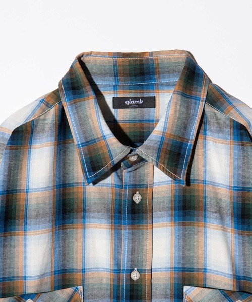 glamb(グラム)の「Short Check Shirt / ショートチェックシャツ(シャツ/ブラウス・メンズ・ブルー/レッド/オレンジ・S/M/L)」の8枚目の写真