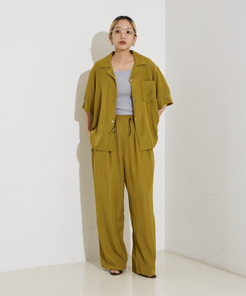 エフェクテン　セットアップ セットアップ着用可】ヴィンテージサテン ドロスト パンツ