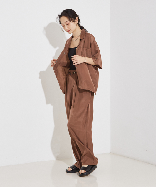 NOMINE(ノミネ)の「【セットアップ着用可】ヴィンテージサテン ドロスト パンツ(その他パンツ・レディース・チャコールグレー/マスタード/ブラウン・M/S)」の19枚目の写真