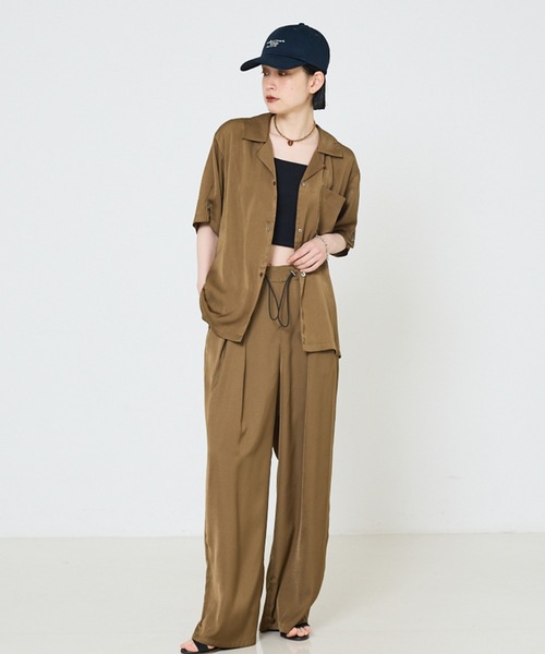 NOMINE（ノミネ）の「【セットアップ着用可】ヴィンテージサテン ドロスト パンツ（その他パンツ・レディース・チャコールグレー/マスタード/ブラウン/ブラウン系その他/グレイッシュブルー・M/S）」の9枚目の写真