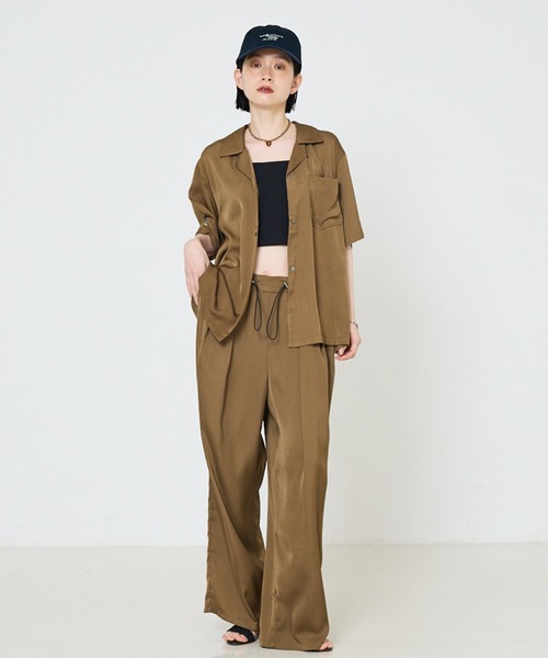 NOMINE（ノミネ）の「【セットアップ着用可】ヴィンテージサテン ドロスト パンツ（その他パンツ・レディース・チャコールグレー/マスタード/ブラウン/ブラウン系その他/グレイッシュブルー・M/S）」の8枚目の写真