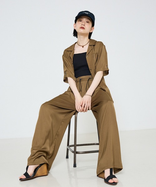 NOMINE（ノミネ）の「【セットアップ着用可】ヴィンテージサテン ドロスト パンツ（その他パンツ・レディース・チャコールグレー/マスタード/ブラウン/ブラウン系その他/グレイッシュブルー・M/S）」の6枚目の写真