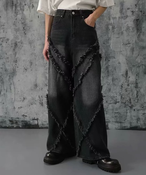 ARULE（アルール）の「A'GEM/9 × .kom 『ARULE/アルール』 フリンジ加工デニム（デニムパンツ・レディース・ブルー/ブラック・L/M）」の2枚目の写真