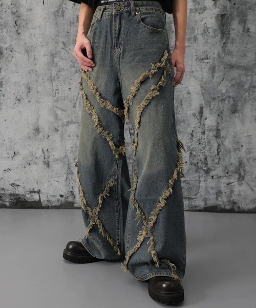 ARULE（アルール）の「A'GEM/9 × .kom 『ARULE/アルール』 フリンジ加工デニム（デニムパンツ・レディース・ブルー/ブラック・L/M）」の4枚目の写真