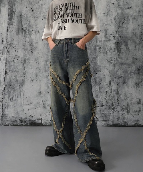 ARULE（アルール）の「A'GEM/9 × .kom 『ARULE/アルール』 フリンジ加工デニム（デニムパンツ・レディース・ブルー/ブラック・L/M）」の5枚目の写真