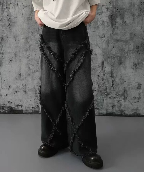 ARULE（アルール）の「A'GEM/9 × .kom 『ARULE/アルール』 フリンジ加工デニム（デニムパンツ・レディース・ブルー/ブラック・L/M）」の3枚目の写真