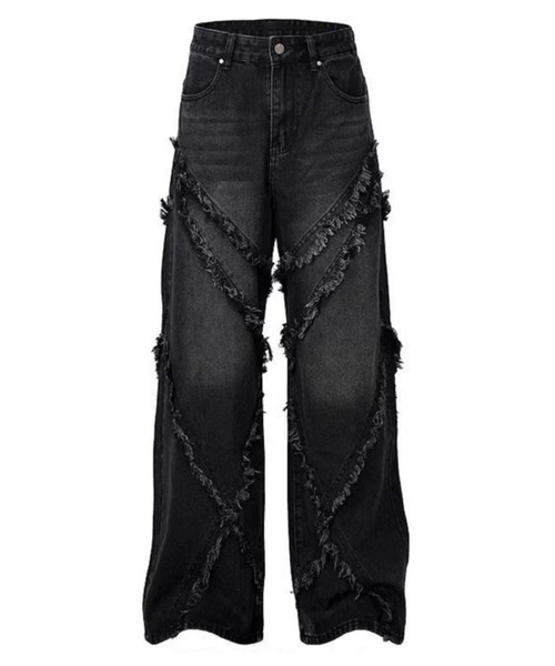 ARULE（アルール）の「A'GEM/9 × .kom 『ARULE/アルール』 フリンジ加工デニム（デニムパンツ・レディース・ブルー/ブラック・L/M）」の8枚目の写真