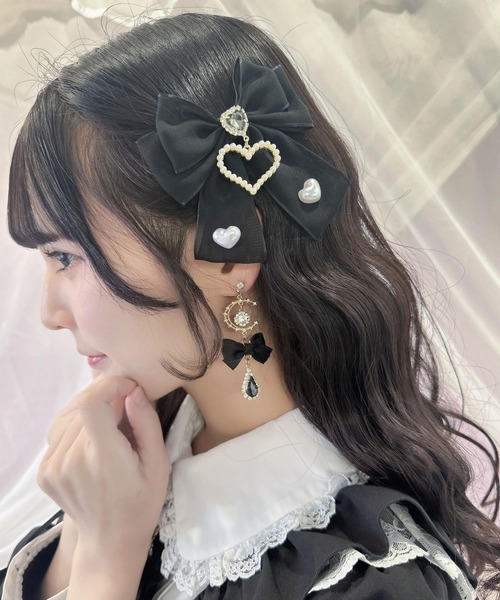 韓国 ヘアクリップ リボン　華やか　パールx45rg 楽天市場】バナナクリップ 送料無料 リボン パール ビジュー