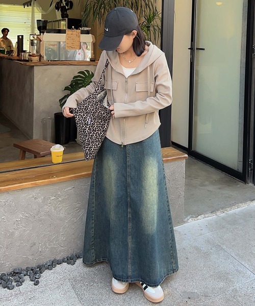 aimoha（アイモハ）の「ポケットダブルジップアップ（パーカー・レディース・ライトベージュ/ブラック/ベージュ/ホワイト/グレー・FREE）」の10枚目の写真