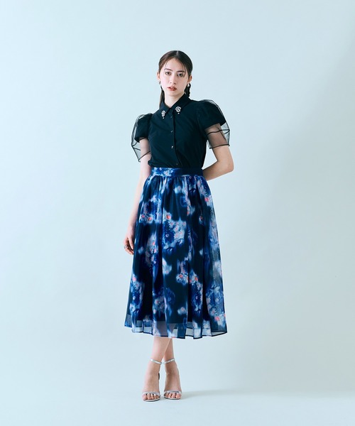 Audie a Muses オーディアミューズ フラワーモチーフスカート 白38 Audie a Muses オーディアミューズ フラワーモチーフスカート 白38