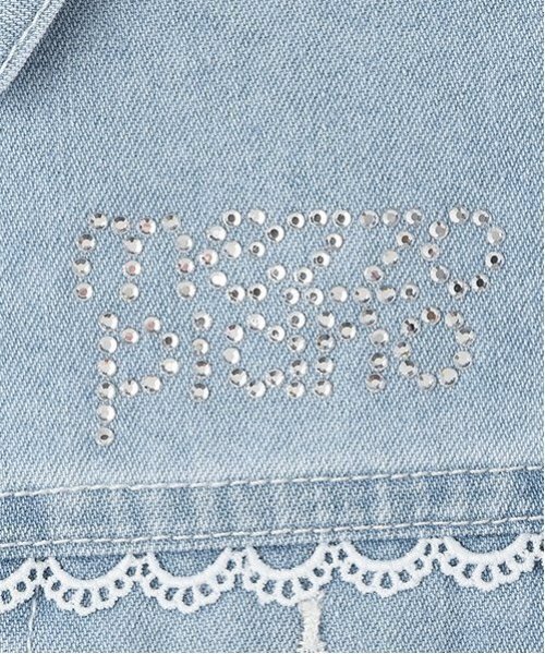mezzo piano(メゾピアノ)の「レーストリム 肩落ちGジャン(デニムジャケット・キッズ・ピンク/サックスブルー・120cm/130cm/140cm)」の5枚目の写真