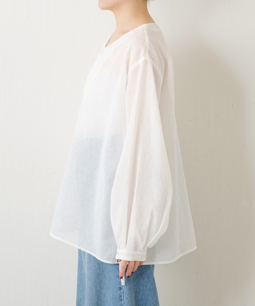 COLLAGE GALLARDAGALANTE（コラージュガリャルダガランテ）の「ジップドロストシアーブラウス/WEB限定（シャツ/ブラウス・レディース・レモンイエロー/ホワイト/ネイビー・FREE）」の21枚目の写真