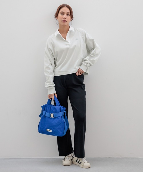 HEREIAM(ヘレイアム)の「【HEREIAM】吸水速乾&接触冷感/スキッパーラガーシャツ(Tシャツ/カットソー・レディース・ブラック/ライトグレー・FREE)」の10枚目の写真