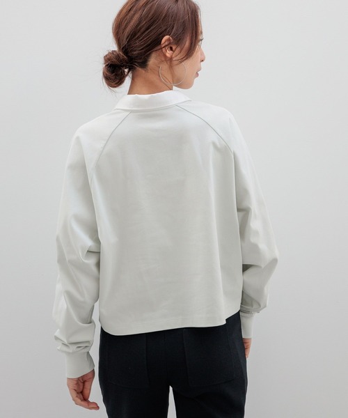 HEREIAM(ヘレイアム)の「【HEREIAM】吸水速乾&接触冷感/スキッパーラガーシャツ(Tシャツ/カットソー・レディース・ブラック/ライトグレー・FREE)」の12枚目の写真