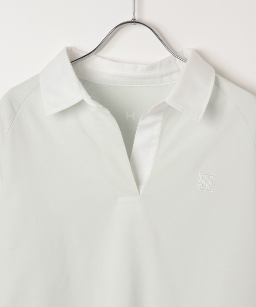 HEREIAM(ヘレイアム)の「【HEREIAM】吸水速乾&接触冷感/スキッパーラガーシャツ(Tシャツ/カットソー・レディース・ブラック/ライトグレー・FREE)」の17枚目の写真