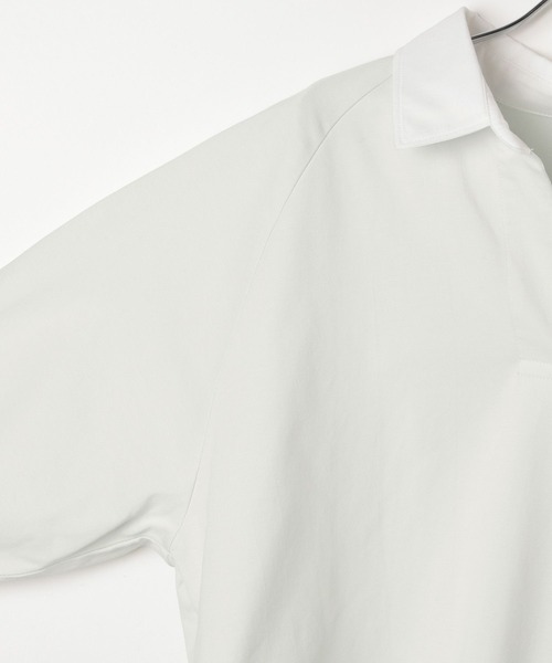 HEREIAM(ヘレイアム)の「【HEREIAM】吸水速乾&接触冷感/スキッパーラガーシャツ(Tシャツ/カットソー・レディース・ブラック/ライトグレー・FREE)」の18枚目の写真