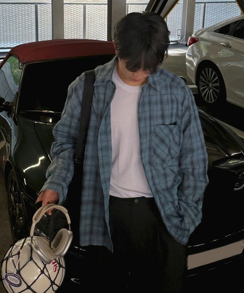 ASCLO（エジュクロ）の「【UNISEX】ASCLO／グレンチェックシャツ（シャツ/ブラウス・レディース・チャコールグレー/ブルー・FREE）」の21枚目の写真