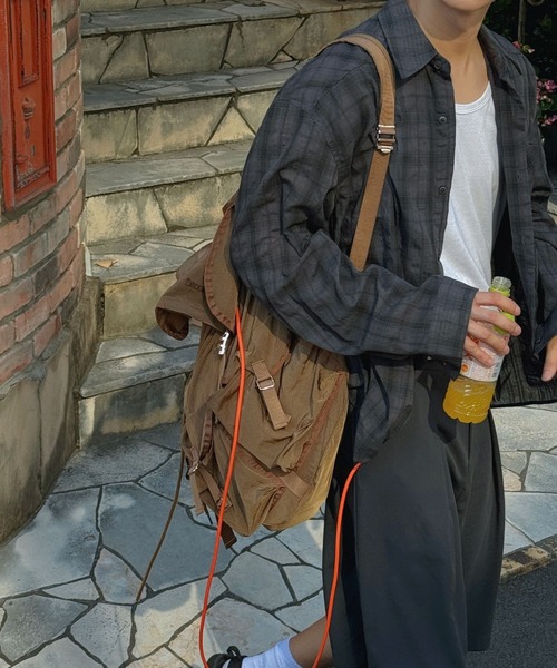 ASCLO（エジュクロ）の「【UNISEX】ASCLO／グレンチェックシャツ（シャツ/ブラウス・レディース・チャコールグレー/ブルー・FREE）」の7枚目の写真