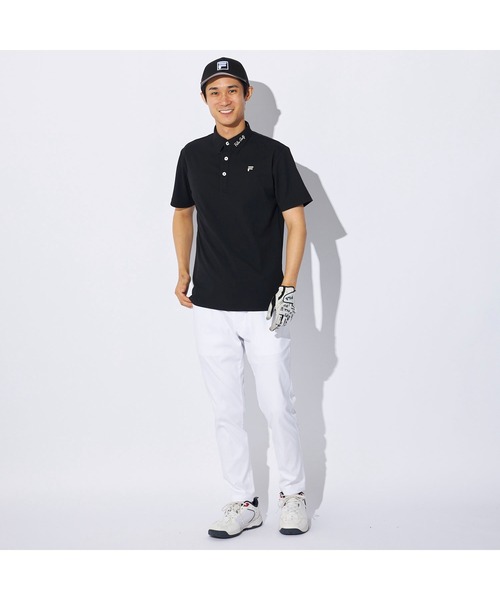 FILA GOLF(フィラゴルフ )の「FILA GOLF/フィラ ゴルフ ゴルフウェア ジャガード モックネック 半袖 シャツ ポロシャツ(ポロシャツ・メンズ・ブルー/ブラック/ホワイト・L/LL/M)」の7枚目の写真