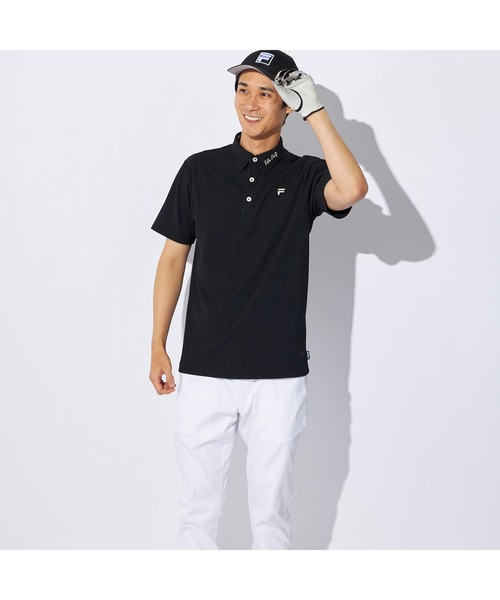 FILA GOLF(フィラゴルフ )の「FILA GOLF/フィラ ゴルフ ゴルフウェア ジャガード モックネック 半袖 シャツ ポロシャツ(ポロシャツ・メンズ・ブルー/ブラック/ホワイト・L/LL/M)」の6枚目の写真