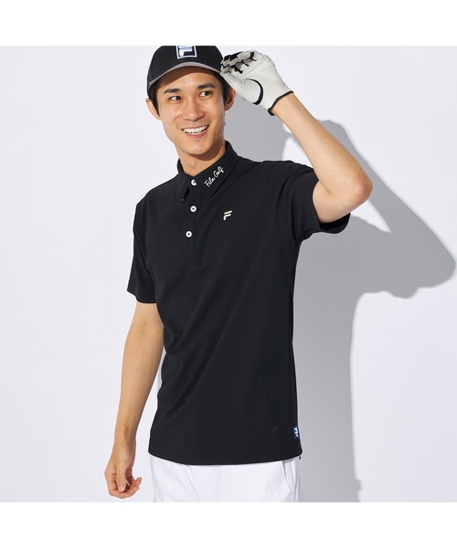 FILA GOLF(フィラゴルフ )の「FILA GOLF/フィラ ゴルフ ゴルフウェア ジャガード モックネック 半袖 シャツ ポロシャツ(ポロシャツ・メンズ・ブルー/ブラック/ホワイト・L/LL/M)」の4枚目の写真