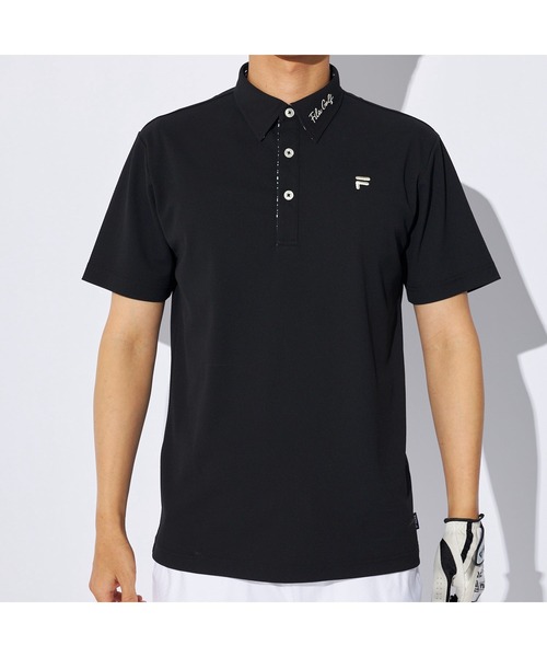 FILA GOLF(フィラゴルフ )の「FILA GOLF/フィラ ゴルフ ゴルフウェア ジャガード モックネック 半袖 シャツ ポロシャツ(ポロシャツ・メンズ・ブルー/ブラック/ホワイト・L/LL/M)」の8枚目の写真