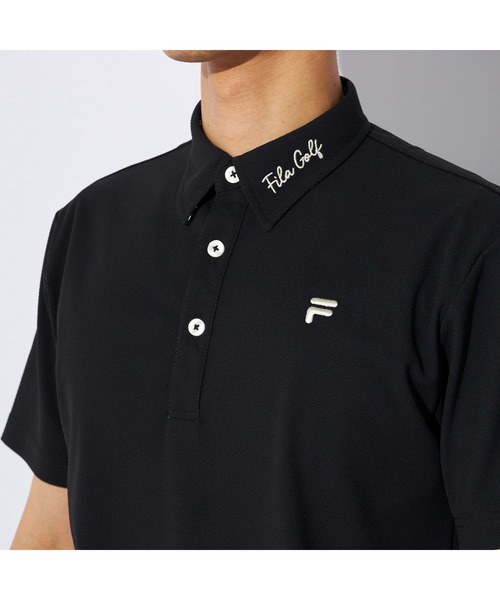 FILA GOLF(フィラゴルフ )の「FILA GOLF/フィラ ゴルフ ゴルフウェア ジャガード モックネック 半袖 シャツ ポロシャツ(ポロシャツ・メンズ・ブルー/ブラック/ホワイト・L/LL/M)」の11枚目の写真