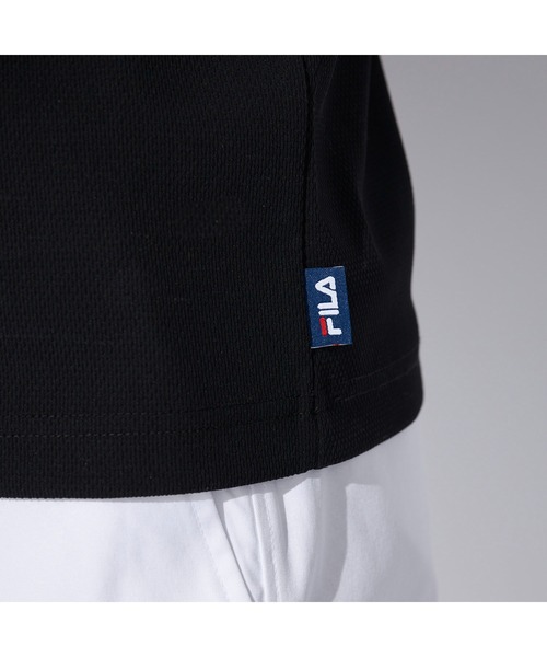 FILA GOLF(フィラゴルフ )の「FILA GOLF/フィラ ゴルフ ゴルフウェア ジャガード モックネック 半袖 シャツ ポロシャツ(ポロシャツ・メンズ・ブルー/ブラック/ホワイト・L/LL/M)」の12枚目の写真