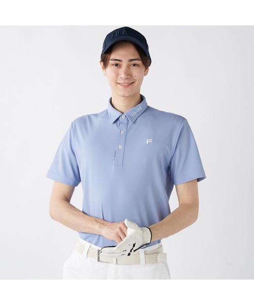 FILA GOLF(フィラゴルフ )の「FILA GOLF/フィラ ゴルフ ゴルフウェア ジャガード モックネック 半袖 シャツ ポロシャツ(ポロシャツ・メンズ・ブルー/ブラック/ホワイト・L/LL/M)」の13枚目の写真