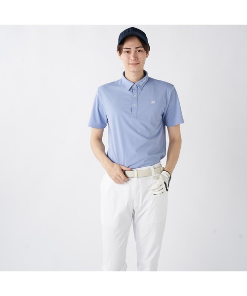 FILA GOLF(フィラゴルフ )の「FILA GOLF/フィラ ゴルフ ゴルフウェア ジャガード モックネック 半袖 シャツ ポロシャツ(ポロシャツ・メンズ・ブルー/ブラック/ホワイト・L/LL/M)」の14枚目の写真