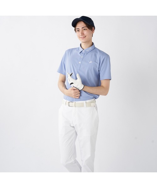 FILA GOLF(フィラゴルフ )の「FILA GOLF/フィラ ゴルフ ゴルフウェア ジャガード モックネック 半袖 シャツ ポロシャツ(ポロシャツ・メンズ・ブルー/ブラック/ホワイト・L/LL/M)」の15枚目の写真