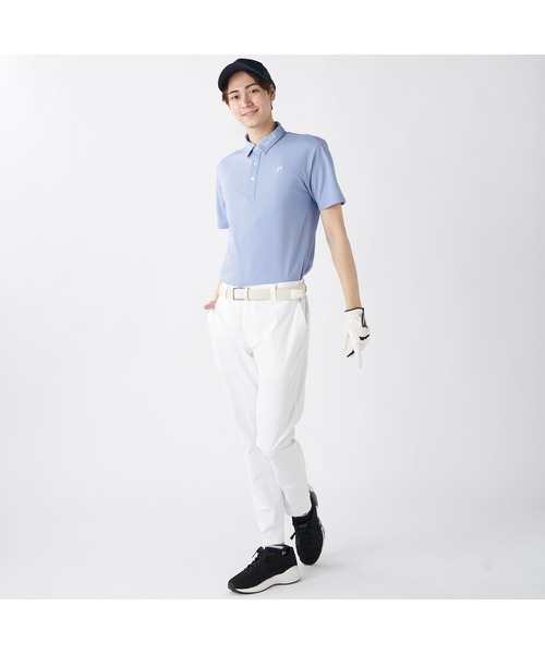 FILA GOLF(フィラゴルフ )の「FILA GOLF/フィラ ゴルフ ゴルフウェア ジャガード モックネック 半袖 シャツ ポロシャツ(ポロシャツ・メンズ・ブルー/ブラック/ホワイト・L/LL/M)」の16枚目の写真