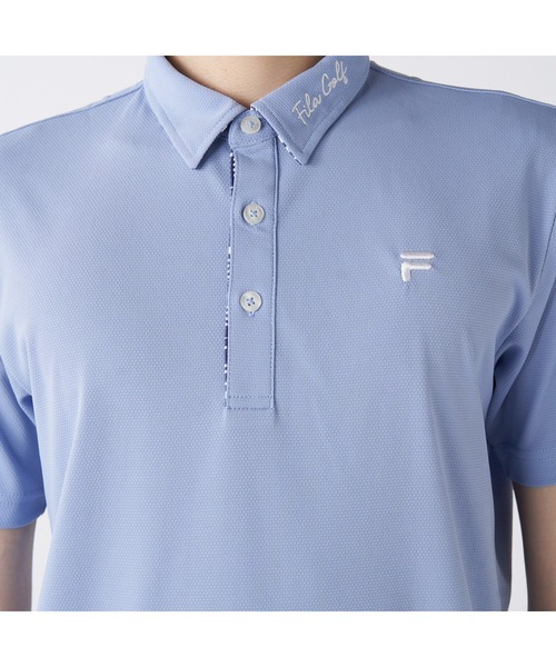 FILA GOLF(フィラゴルフ )の「FILA GOLF/フィラ ゴルフ ゴルフウェア ジャガード モックネック 半袖 シャツ ポロシャツ(ポロシャツ・メンズ・ブルー/ブラック/ホワイト・L/LL/M)」の20枚目の写真