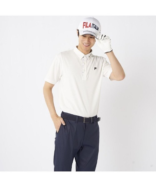FILA GOLF(フィラゴルフ )の「FILA GOLF/フィラ ゴルフ ゴルフウェア ジャガード モックネック 半袖 シャツ ポロシャツ(ポロシャツ・メンズ・ブルー/ブラック/ホワイト・L/LL/M)」の22枚目の写真
