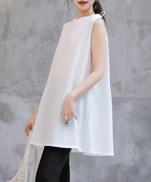 TeddyShop（テディショップ）の「【紫外線遮蔽率 99.9%以上】レディース バックリボンノースリーブラッシュガード+センタースリットロングパンツ 上下2点セット 水陸両用 水着体型カバー（ラッシュガード・レディース・ベージュ系その他/ブラック/ホワイト×ブラック/グリーン系その他・S/M/L/LL）」の9枚目の写真