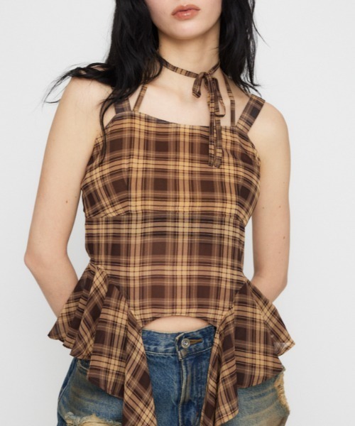 HEM FLARE キャミトップス LAGUAGEMチェック柄 HEM FLARE キャミトップス（キャミソール）｜LAGUA GEM