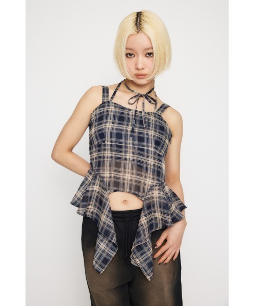 LAGUA GEM(ラグアジェム)の「HEM FLARE キャミトップス(キャミソール・レディース・ブラウン/ネイビー・FREE)」の12枚目の写真