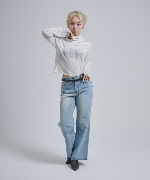 ENVYM（アンビー）の「ルーズフレアデニムパンツ（デニムパンツ・レディース・ブルー/ブラック・SMALL/MEDIUM）」の16枚目の写真