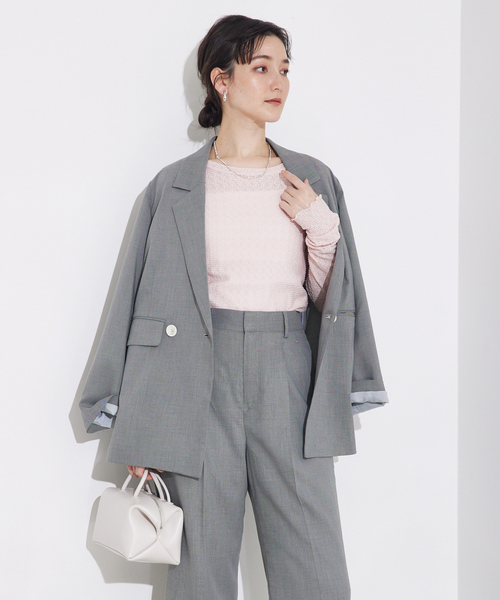 qualite scape（カリテ スケープ）の「ジャカードニットメロウトップス（Tシャツ/カットソー・レディース・ホワイト/チャコールグレー/ピンク・フリー）」の22枚目の写真