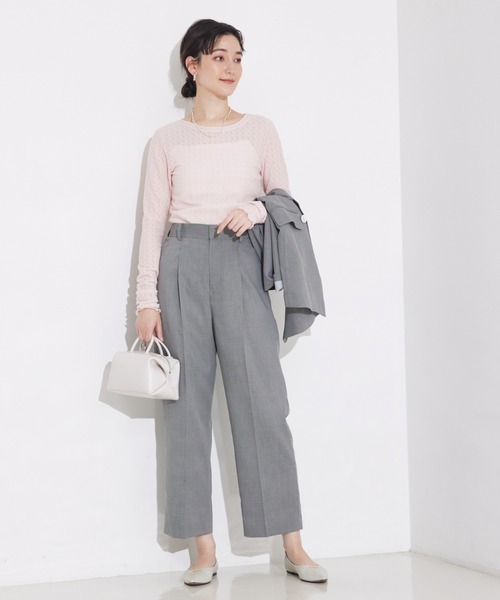 qualite scape（カリテ スケープ）の「ジャカードニットメロウトップス（Tシャツ/カットソー・レディース・ホワイト/チャコールグレー/ピンク・フリー）」の4枚目の写真