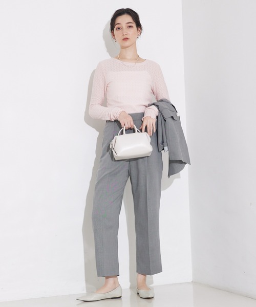 qualite scape（カリテ スケープ）の「ジャカードニットメロウトップス（Tシャツ/カットソー・レディース・ホワイト/チャコールグレー/ピンク・フリー）」の5枚目の写真