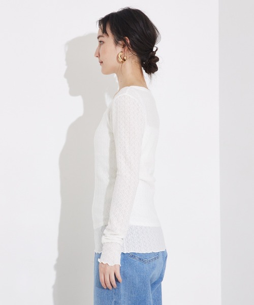 qualite scape（カリテ スケープ）の「ジャカードニットメロウトップス（Tシャツ/カットソー・レディース・ホワイト/チャコールグレー/ピンク・フリー）」の11枚目の写真