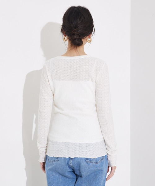 qualite scape（カリテ スケープ）の「ジャカードニットメロウトップス（Tシャツ/カットソー・レディース・ホワイト/チャコールグレー/ピンク・フリー）」の12枚目の写真