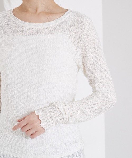 qualite scape（カリテ スケープ）の「ジャカードニットメロウトップス（Tシャツ/カットソー・レディース・ホワイト/チャコールグレー/ピンク・フリー）」の13枚目の写真