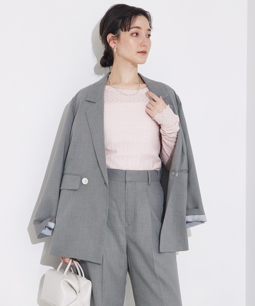 qualite scape（カリテ スケープ）の「ジャカードニットメロウトップス（Tシャツ/カットソー・レディース・ホワイト/チャコールグレー/ピンク・フリー）」の15枚目の写真