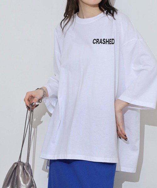 atONE(アットワン)の「前後ロゴプリントウルトラBIGサイズTシャツ(Tシャツ/カットソー・レディース・ホワイト/ブラック/モカ・M/L)」の22枚目の写真
