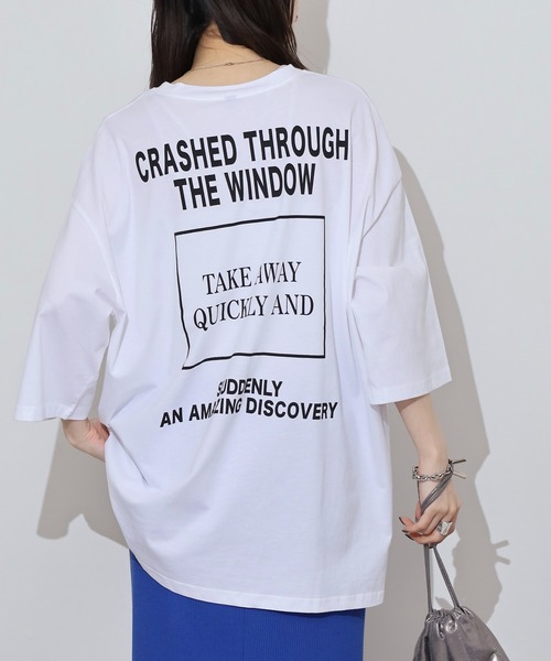atONE(アットワン)の「前後ロゴプリントウルトラBIGサイズTシャツ(Tシャツ/カットソー・レディース・ホワイト/ブラック/モカ・M/L)」の21枚目の写真