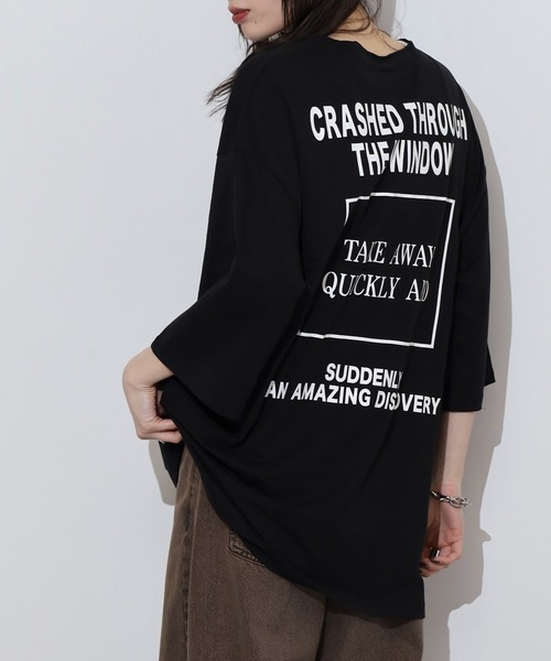 atONE(アットワン)の「前後ロゴプリントウルトラBIGサイズTシャツ(Tシャツ/カットソー・レディース・ホワイト/ブラック/モカ・M/L)」の14枚目の写真